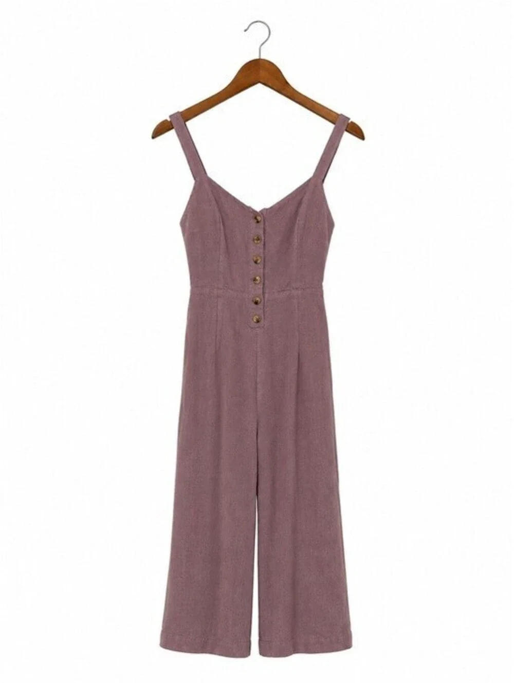 Lulus Mauve Linen Blend Wide Leg Button Front Jumpsuit Smocked Back Small - Picture 1 of 4